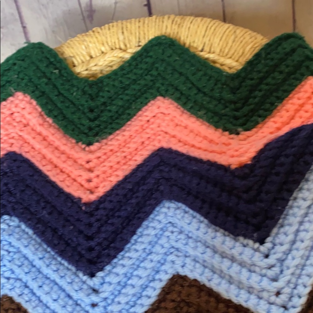 Vintage handmade afghan blanket throw chevron - Picture 8 of 10